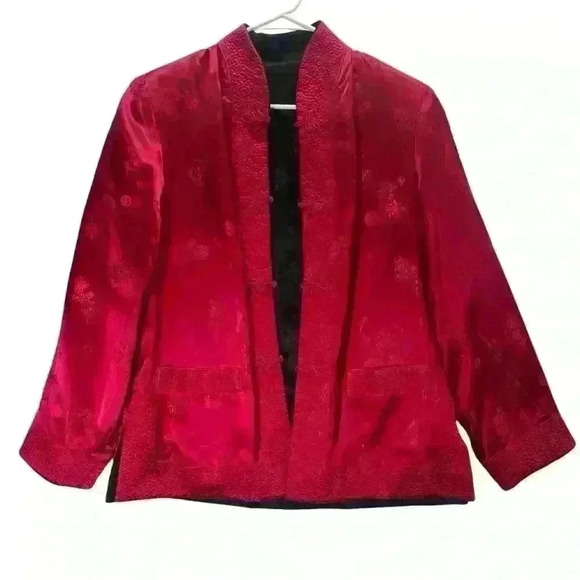 Women’s Black and Red Vintage Oriental Reversible Jacket. No size tag. - Picture 2 of 12
